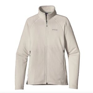 Patagonia R1 Full Zip Jacket Womens Sz L Birch White Regulator Polartec Waffle